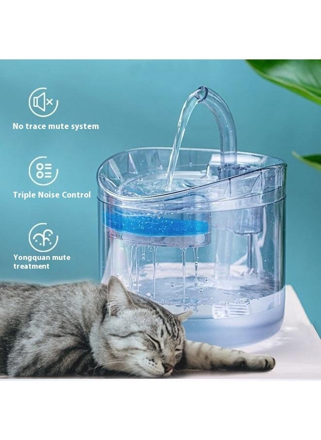 1.8L Automatic Cat Water Fountain Clear， Cats and Small Dogs with Triple Purification Filter Adapter Included and Ultra Quiet Low Voltage Water Pump Automatic Water Fountain