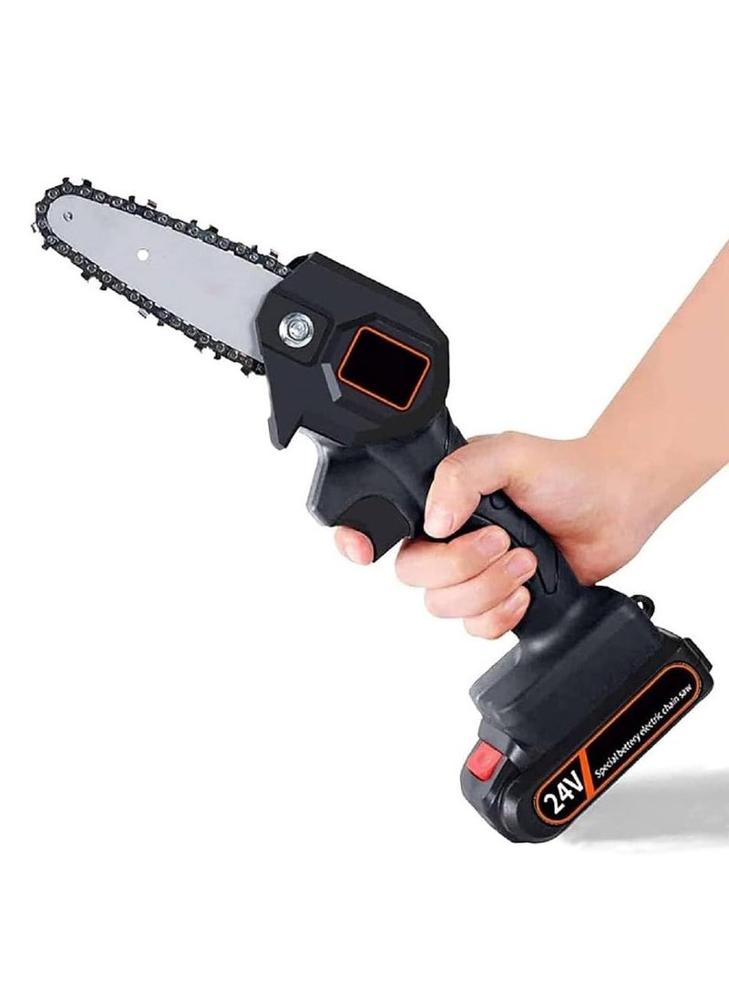 24V Portable Electric Pruning Saw, Mini One-Hand Saw Woodworking Electric Chain Saw Wood Cutter