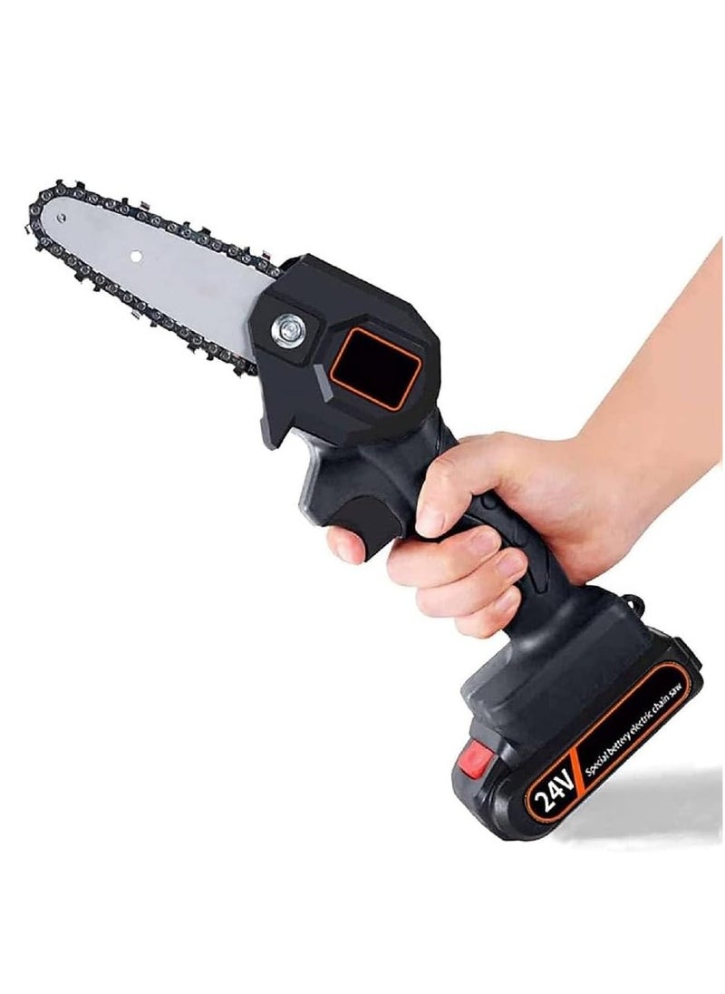 24V Portable Electric Pruning Saw, Mini One-Hand Saw Woodworking Electric Chain Saw Wood Cutter