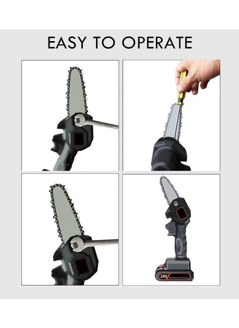 24V Portable Electric Pruning Saw, Mini One-Hand Saw Woodworking Electric Chain Saw Wood Cutter