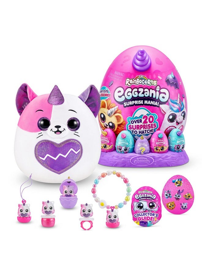 Eggzania Surprise Mania Series 1 (Kitten) By Zuru, Collectible Plush Stuffed Animal, 5 Mini Eggs, Stickers, Diy Jewelry, Slime, Ages 3+ For Girls, Children