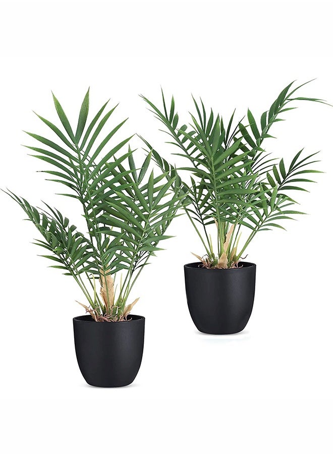 2 Pack Fake Plant with Pot 35cm Desk Plant Artificial Potted Plant in Matte Black Pot Greenery Aesthetic House Plants for Home Decor Indoor Bathroom Table Shelf Desk Office Decoration