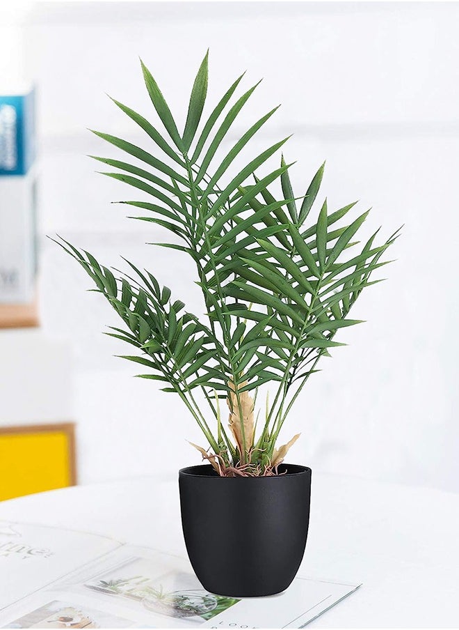 2 Pack Fake Plant with Pot 35cm Desk Plant Artificial Potted Plant in Matte Black Pot Greenery Aesthetic House Plants for Home Decor Indoor Bathroom Table Shelf Desk Office Decoration