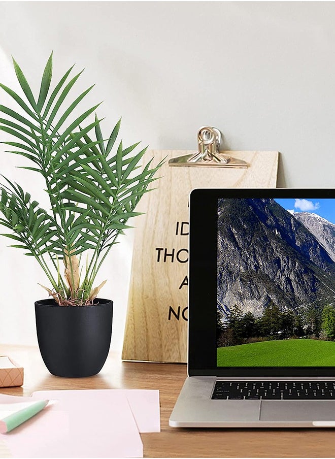 2 Pack Fake Plant with Pot 35cm Desk Plant Artificial Potted Plant in Matte Black Pot Greenery Aesthetic House Plants for Home Decor Indoor Bathroom Table Shelf Desk Office Decoration