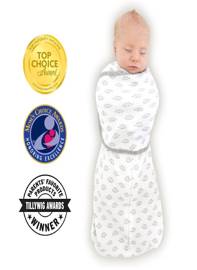 SwaddleDesigns 6-way Omni Swaddle Sack with Adjustable Wrap & Arms Up Sleeves & Mitten Cuffs, Easy Swaddle Transition, Better Sleep for Newborn Baby Boys & Girls, Tiny Hedgehogs, Small, 0-3 Months