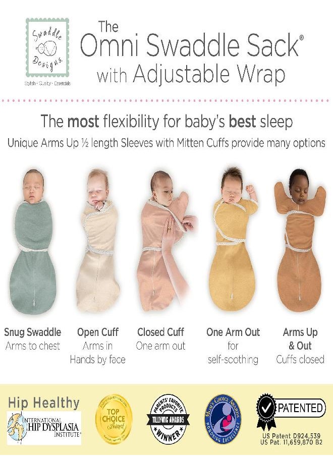 SwaddleDesigns 6-way Omni Swaddle Sack with Adjustable Wrap & Arms Up Sleeves & Mitten Cuffs, Easy Swaddle Transition, Better Sleep for Newborn Baby Boys & Girls, Tiny Hedgehogs, Small, 0-3 Months