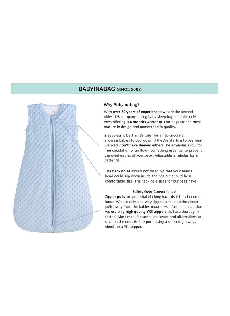 Baby Sleeping Bag Minky Dot Blue Quilted Winter Model 2 5 Tog Large 22 Mos 3T