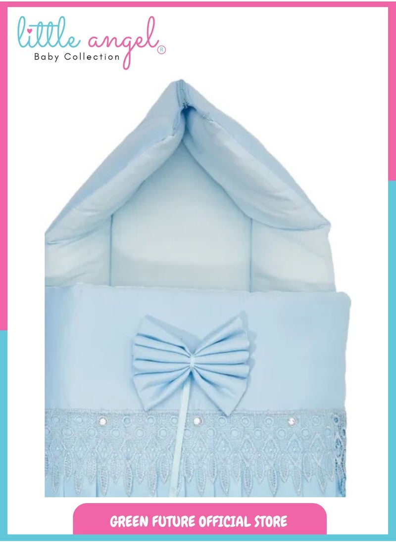 Baby Sleeping Bag – Soft Newborn Nest with Bow and Lace, Infant Sleep Sack for Crib and Stroller, Comfortable and Breathable Baby Wrap for Travel