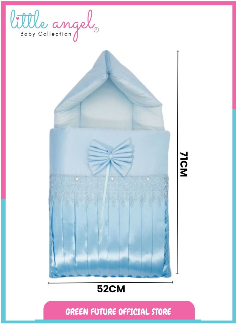 Baby Sleeping Bag – Soft Newborn Nest with Bow and Lace, Infant Sleep Sack for Crib and Stroller, Comfortable and Breathable Baby Wrap for Travel