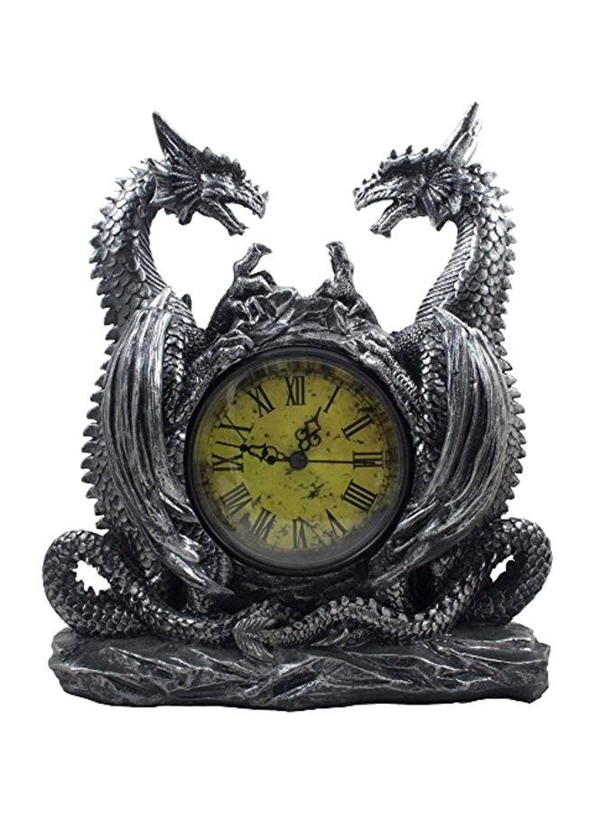 Mythical Dragon Duo Desk Clock Grey/Yellow 11x5.1x9.7inch