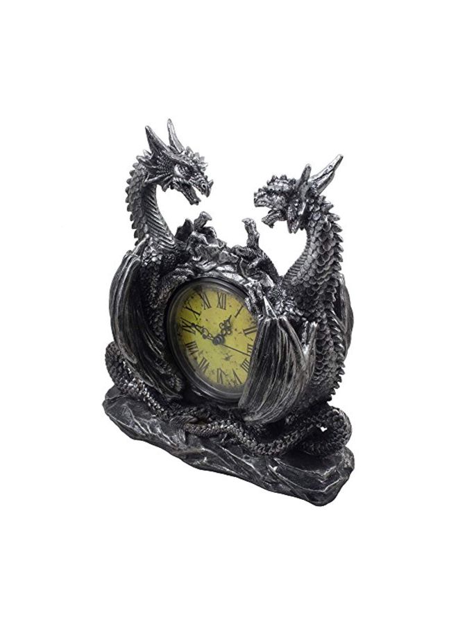 Mythical Dragon Duo Desk Clock Grey/Yellow 11x5.1x9.7inch