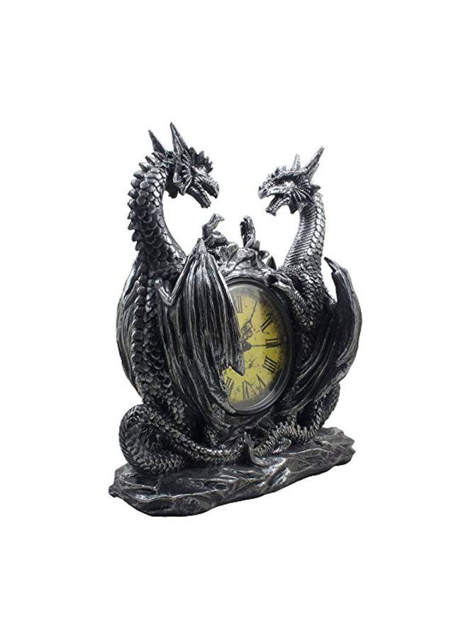 Mythical Dragon Duo Desk Clock Grey/Yellow 11x5.1x9.7inch