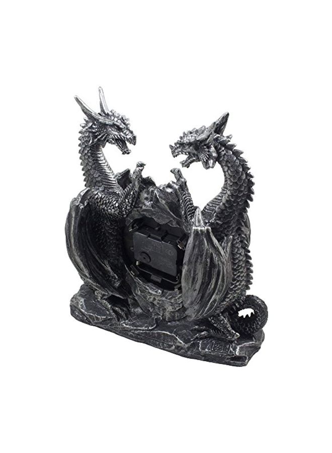 Mythical Dragon Duo Desk Clock Grey/Yellow 11x5.1x9.7inch