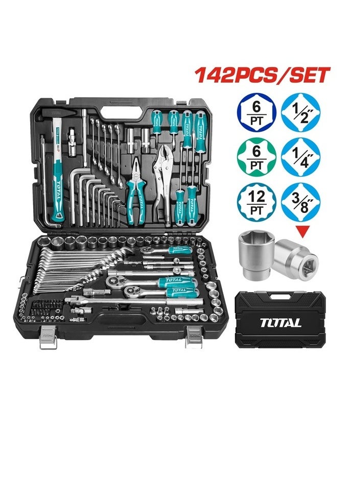 TOTAL 142-Piece Combination Tools Set with 1/2