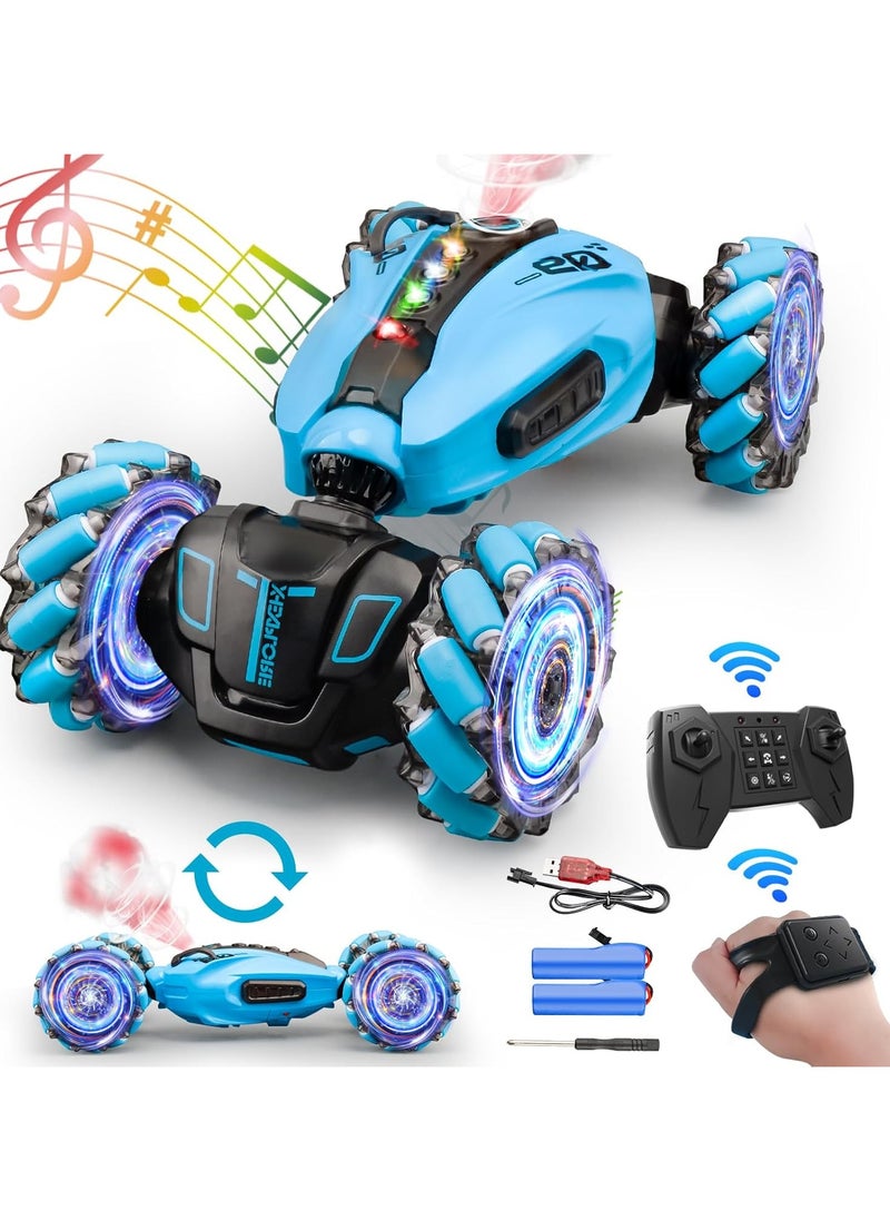 Rc Car with Spray, 1:12 Large 4WD Hand Controlled RC Car, All Terrain Remote Control Car for Boys 8-12,Toys for 7 8 9 10 11 12 Year Old Boys/Girls, Gift Birthday Christmas 2024-Blue