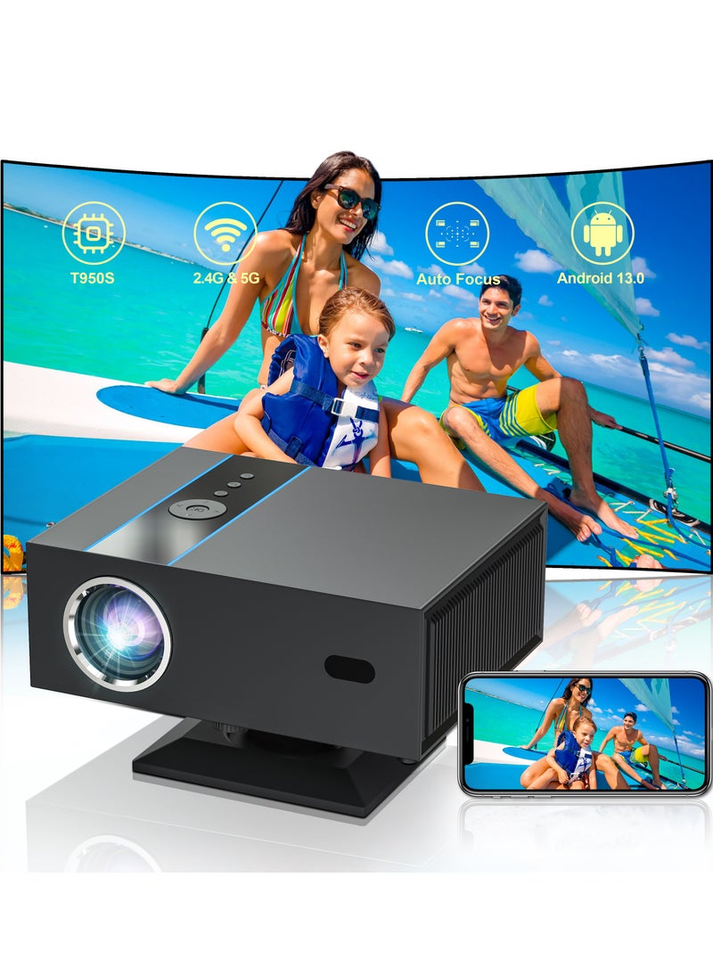 Classic Projector Multifunctional Projector X6 T950S Full HD 1080P Auto Focus Auto Keystone Correction Intelligent Obstacle Avoidance Screen Automatic Alignment Multiple Compatible Interfaces Headset TV Box PC iPad Phone PS4 PS5 USB Black