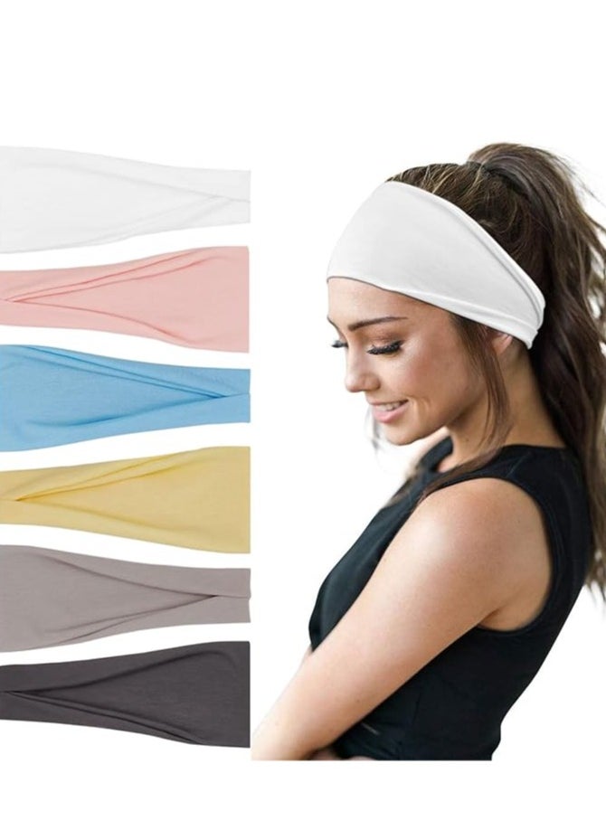 YONUF Fashion Headbands For Women Wide Headband Yoga Workout Head Bands Hair Accessories Band 6 Pack