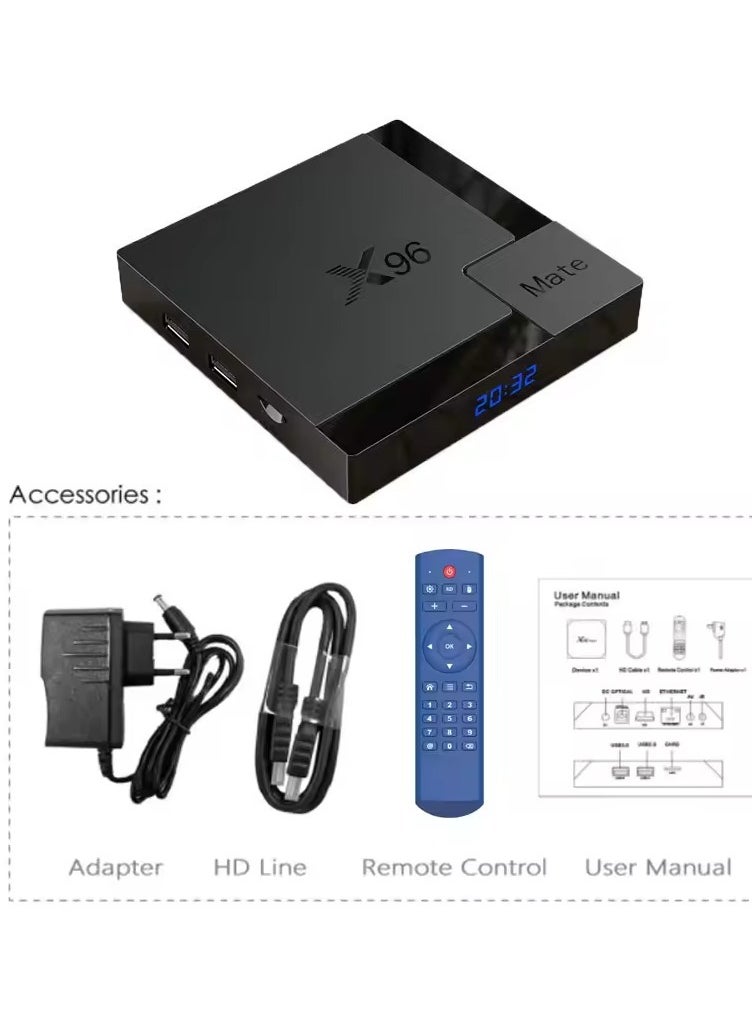 X96 Mate Smart TV Box – 4GB RAM + 64GB ROM, Android 10.0 TV Box, Allwinner H616 Quad-Core ARM Cortex A53 CPU, Dual WiFi 2.4G/5G, 4K UHD 3D Media Player, H.265, Ethernet 10/100M Set Top Box for Ultimate Home Entertainment