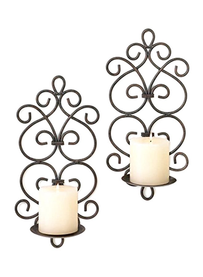 2-Piece Metal Wall Sconce Set Silver