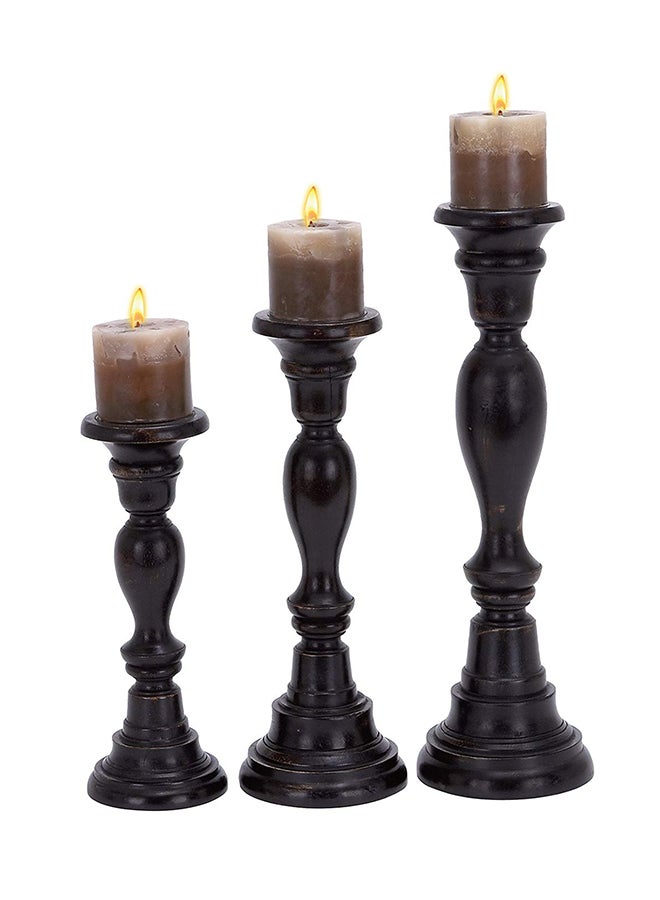 3-Piece Wood Candle Holder Brown 6X6X18inch