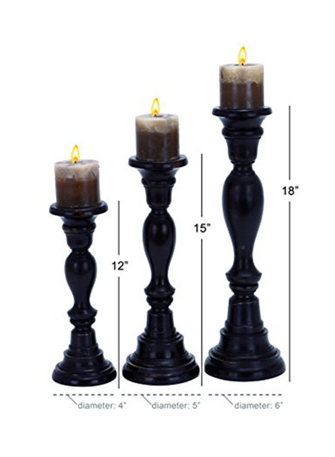 3-Piece Wood Candle Holder Brown 6X6X18inch