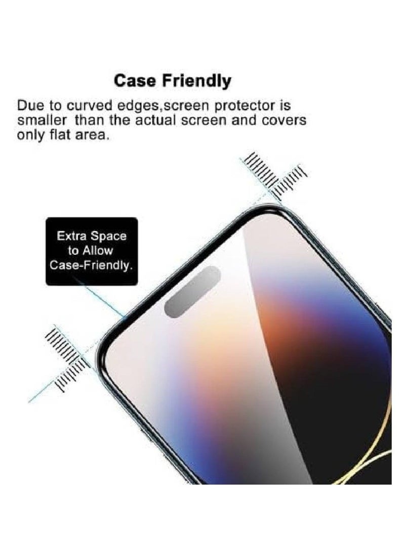 Iphone 15 Pro Screen Protector Tempered Glass,3D Curved Edge High Definition Anti Scratch 9H Hardness Bubble-Free Case Friendly Full Glue Screen Protector for Iphone 15 Pro 5G 2023 (5D Glass Black)