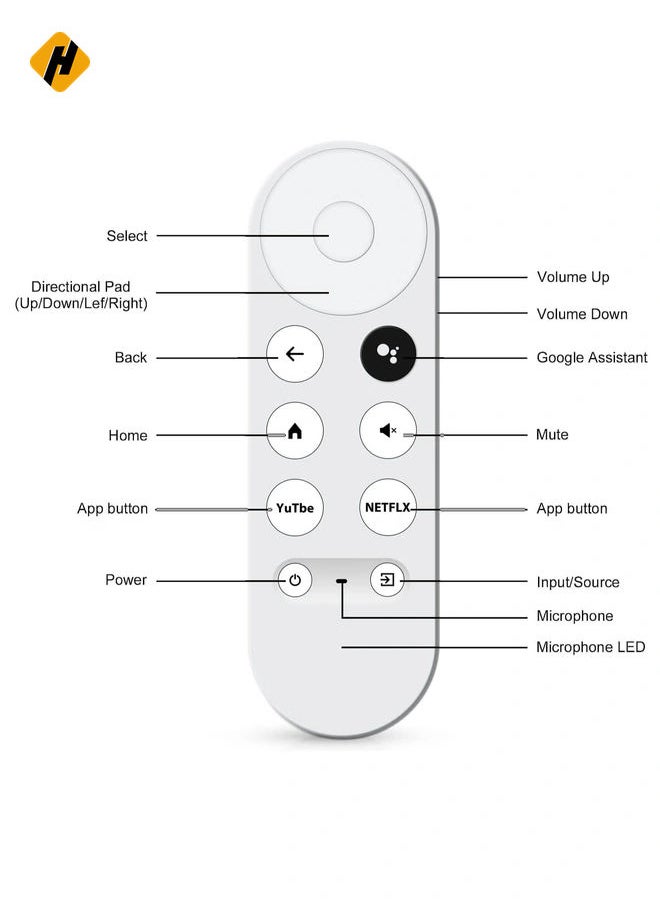 Replacement Voice Remote for Google Chromecast 4K Snow/HD TV – Compatible with G9N9N, GA01409-US, GA01919-US, GA01920-US, GA01923-US, GA02463-US, GA02464-US – Voice Control & Easy Setup, Remote Control ONLY