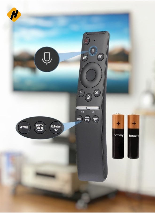 Voice Remote Control BN59-01330B BN59-01329B BN59-01328A Compatible with Samsung Smart LED TV The Serif QLED 4K 8K HDR QE43LS01TAUXXU – Netflix, Rakuten TV, and Prime Video Buttons