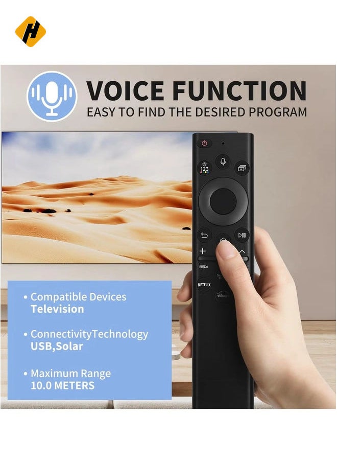 BN59-01385A Replacement Solar Powered Remote Control for Samsung TV Frame – Rechargeable Solar Cell, Compatible with 2021-2022 Neo LED Smart 4K UHD TVs (Black)