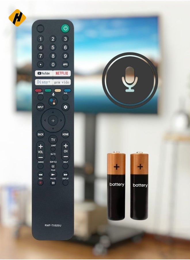 Voice Remote Control RMF-TX520U MG3-TX520U Suitable for Sony Smart TV KD-43X85J KD-50X85J KD-85X85J KD-43X89J KD-50X89J KD-55X89J KD-85X89J KD-43X80J KD-50X89J 0J KD-5 5X80J KD-65X80J KD-75X80J with battery