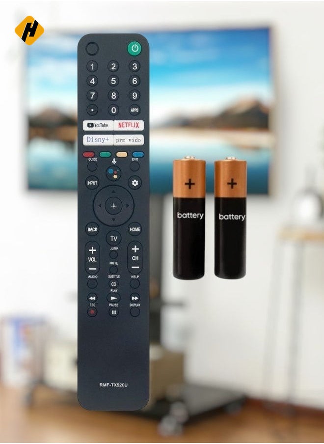 Replacement Voice Remote Control RMF-TX520U for Sony Bravia OLED/LED 4K TV KD85X85J, KD75X85J, KD65X85J, KD75X80J, KD65X80J, KD55X80J, KD50X80J, KD43X80J, KD50X85J, XR75X90J – Includes Battery