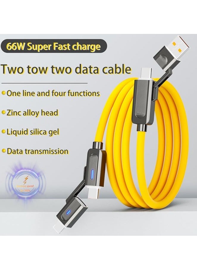 Two drag two fast charger type c 66W liquid silicone 1M, with four combinations to switch freely. This usb cable combines charging and transmission, and supports multiple protocols across all devices.