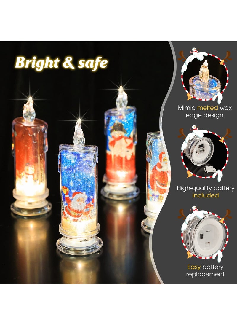 Christmas Flameless LED Candle Set, Santa Claus Battery Operated 4pcs