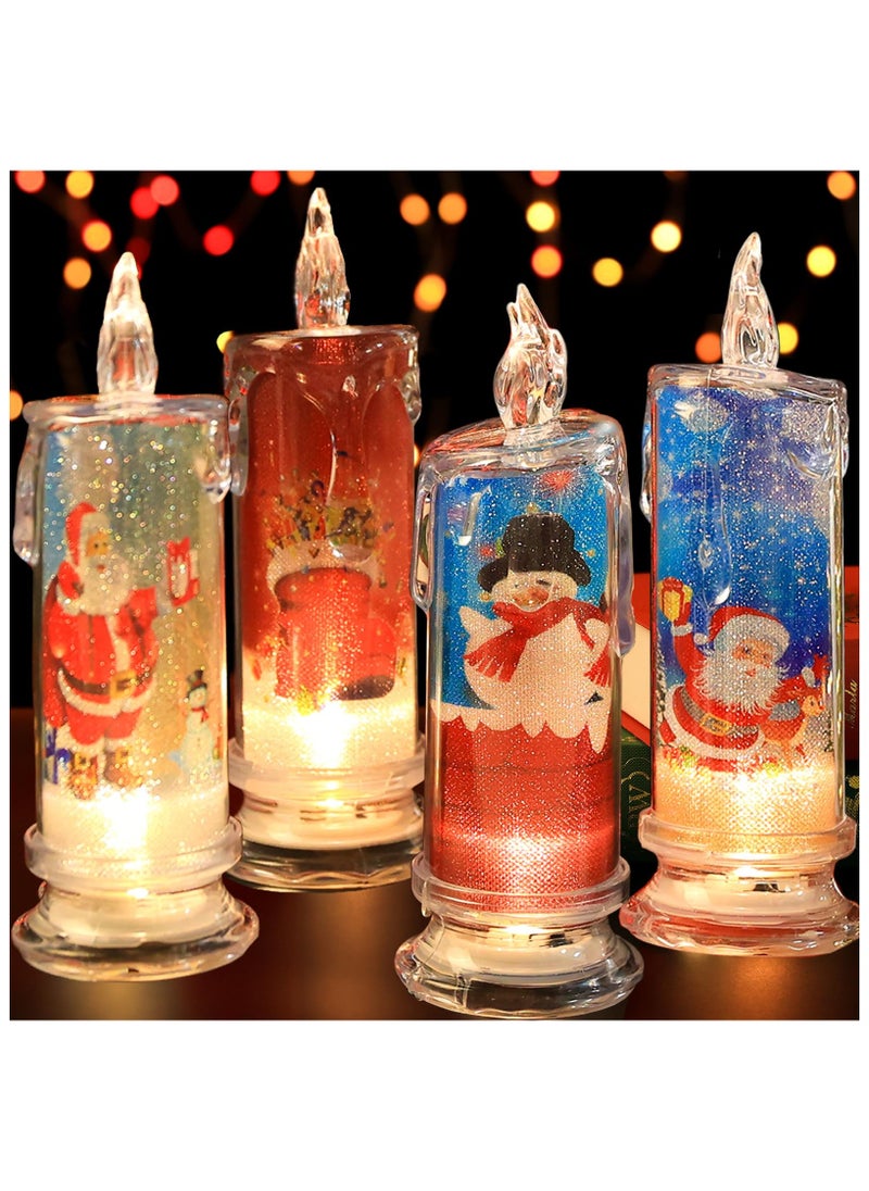 Christmas Flameless LED Candle Set, Santa Claus Battery Operated 4pcs