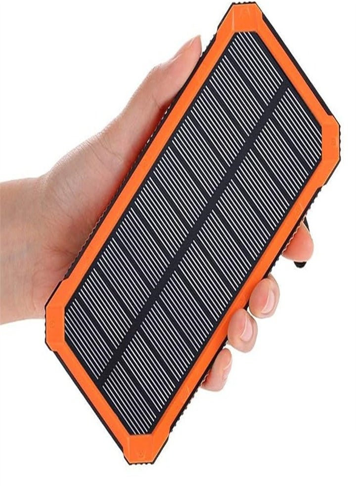 Outdoor waterproof, wireless charging solar power bank, 20000 mAh fast charging emergency mobile power bank with dual USB ports and 6 LED strong light flashlights, suitable for iPhone, smartphones, tablets, digital cameras, etc.