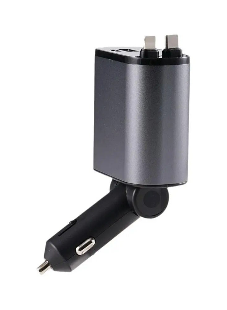 800mm 4 in 1 Car Charger 120W Super Fast Charging Car Cigarette Lighter USB And TYPEC Metal Adapter Retractable Suitable For Various Phones