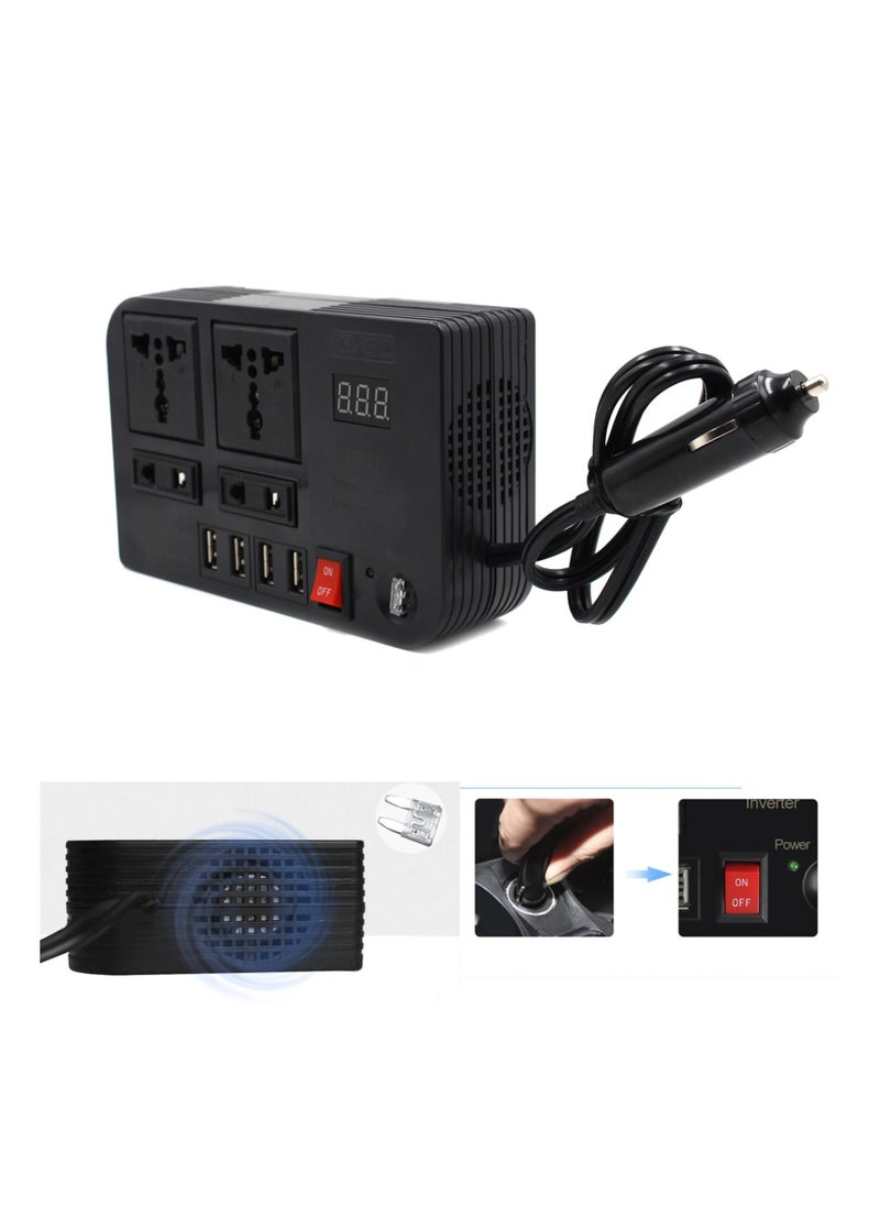 300W Car Power Inverter With 4 USB Socket Auto Charger Converter DC 12V To AC 220V Fast Charging Part