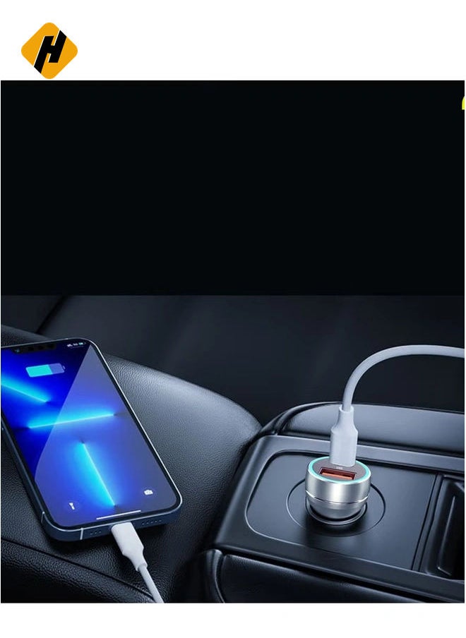 Car Socket Charger ES-CC29 – 30W USB QC3.0 & PD Car Charger with Lightning PD Cable, Silver