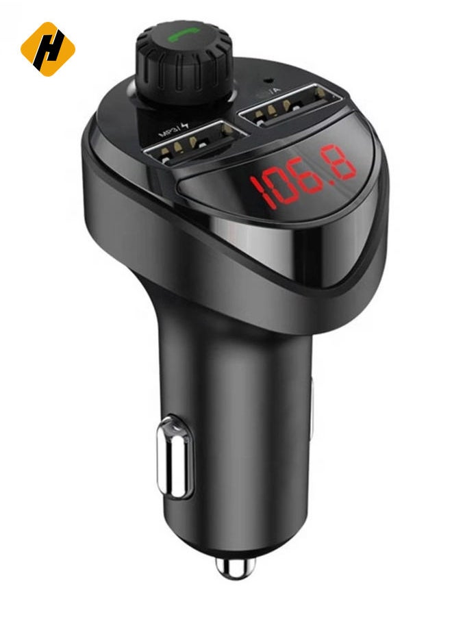 B16 2.4A Dual USB Charger Car Bluetooth Transmitter(Black)