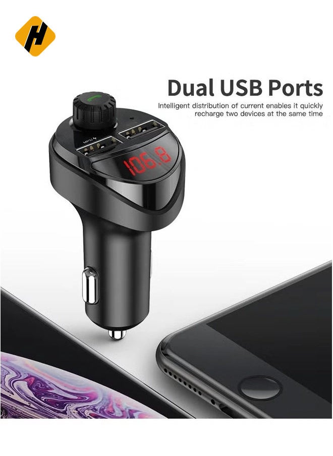 B16 2.4A Dual USB Charger Car Bluetooth Transmitter(Black)