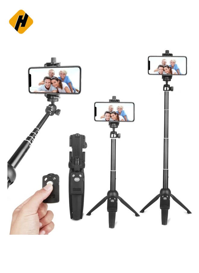 Selfie Stick Tripod,Extendable Portable Selfie Stick with Bluetooth Wireless Remote and Tripod Stand for iOS and Android(40inch)