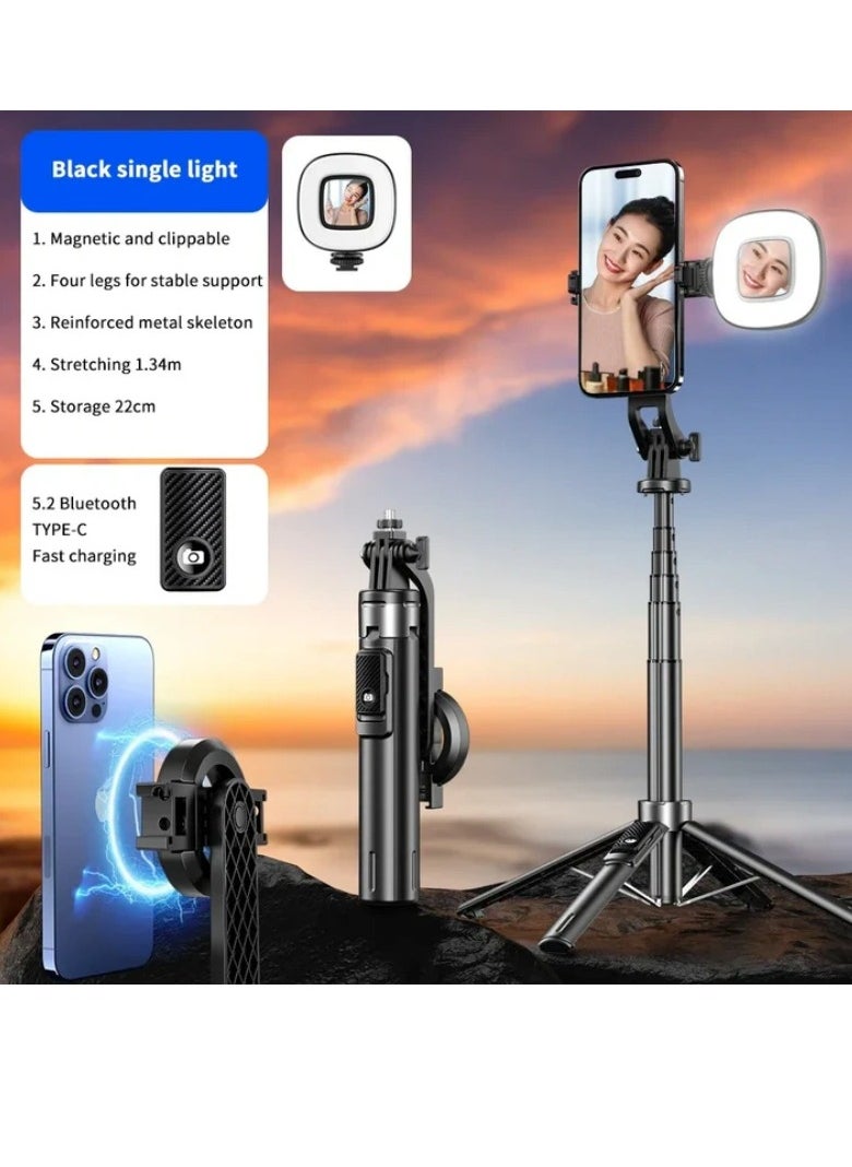 Magnetic Selfie Stick Tripod with Bluetooth Remote Control Expandable Phone Holder Magnetic Tripod for Video Recording