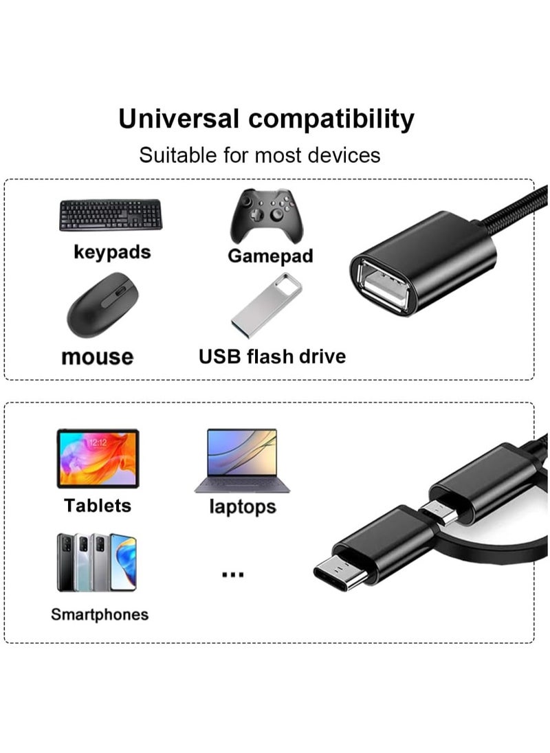 2-in-1 USB C/Micro to USB 3.0 OTG Adapter, USB to Android Adapter Cable, Compatible with MacBook Pro Android Google Samsung Galaxy S21 S22 S23 Note 20/10 A53 and More, Black