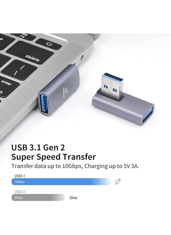 90 Degree USB 3.0 Adapter, Up & Down Left Angle / 180 Degree USB A Male to Female Converter Extender, L/U Shape 10Gbps Data Transfer USB Connector for USB Devices