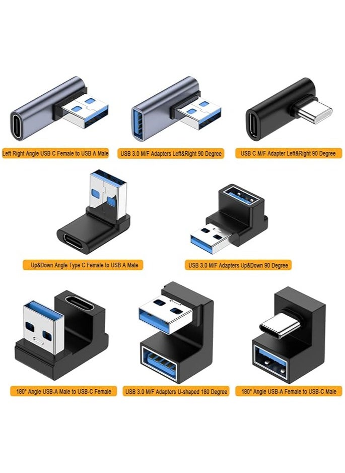 90 Degree USB 3.0 Adapter, Up & Down Left Angle / 180 Degree USB A Male to Female Converter Extender, L/U Shape 10Gbps Data Transfer USB Connector for USB Devices