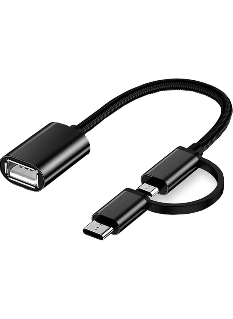 2-in-1 USB C/Micro to USB 3.0 OTG Adapter, USB to Android Adapter Cable, Compatible with MacBook Pro Android Google Samsung Galaxy S21 S22 S23 Note 20/10 A53 and More, Black