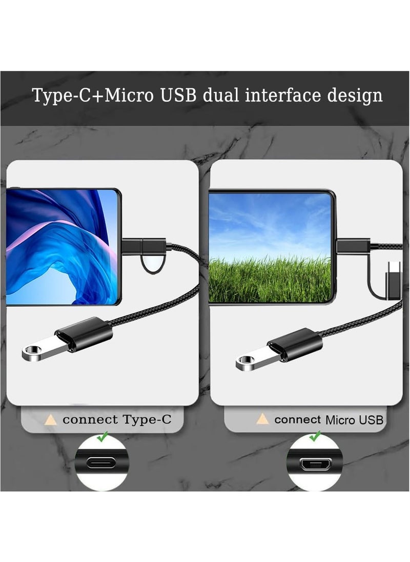 2-in-1 USB C/Micro to USB 3.0 OTG Adapter, USB to Android Adapter Cable, Compatible with MacBook Pro Android Google Samsung Galaxy S21 S22 S23 Note 20/10 A53 and More, Black