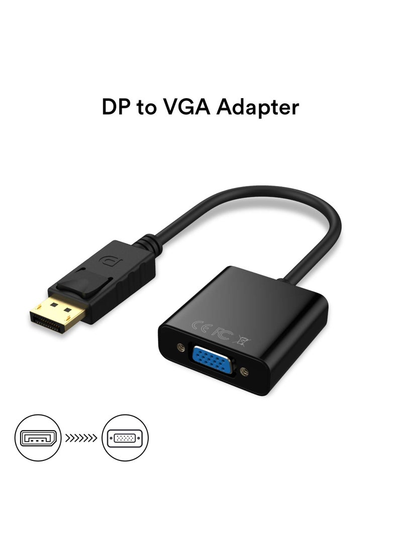 Adapter, DisplayPort (DP) to VGA Male to Female Converter (Black)