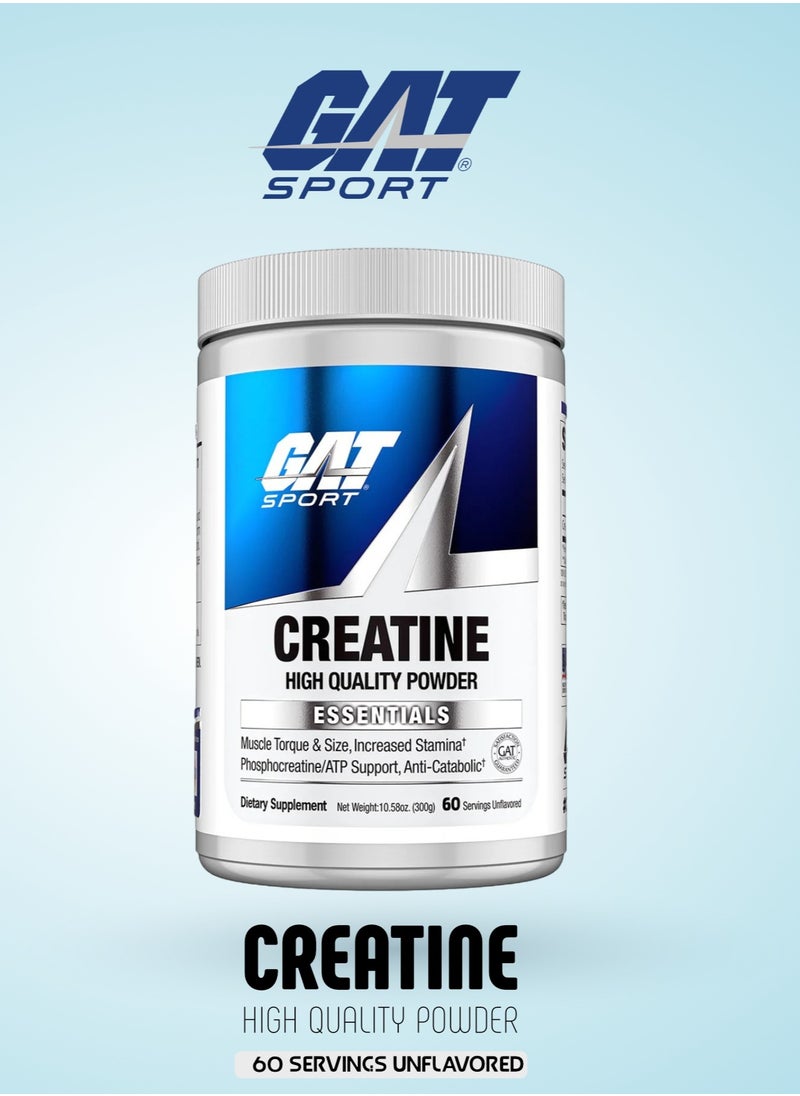 Creatine Monohydrate 300g, 60 Servings, Unflavored, Pure 100% Creatine for Muscle Strength, Power & Endurance, Supports Muscle Growth & Performance, No Fillers