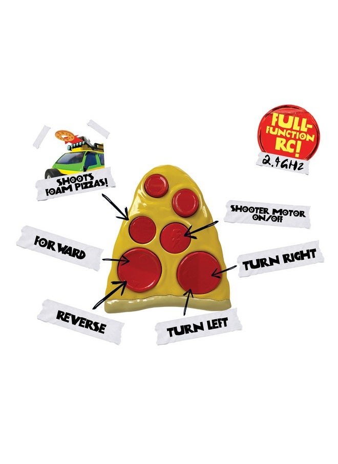 Tmnt, Pizza Blaster Rc Movie Edition - Fun 2.4Ghz Remote Control Vehicle W/6 Foam Pizza Launchers - Ages 5+